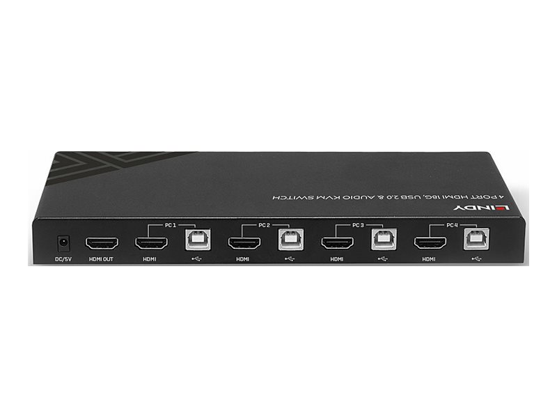 LINDY 4 Port HDMI 18G USB 20 Audio KVM Switch
