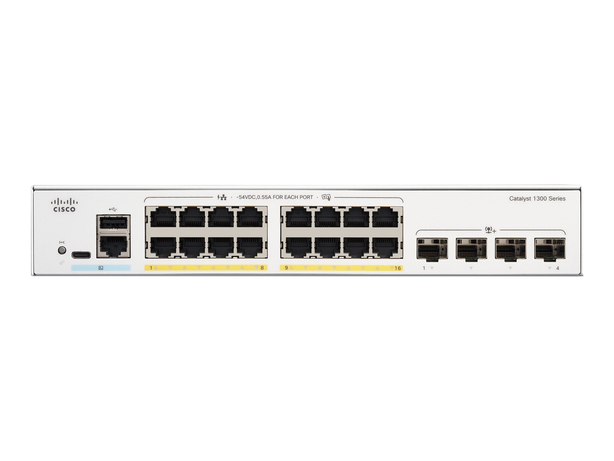 CISCO Catalyst 1300 16Port Switch PoE with 120W power budget 4 x 10G SFP Uplinks
