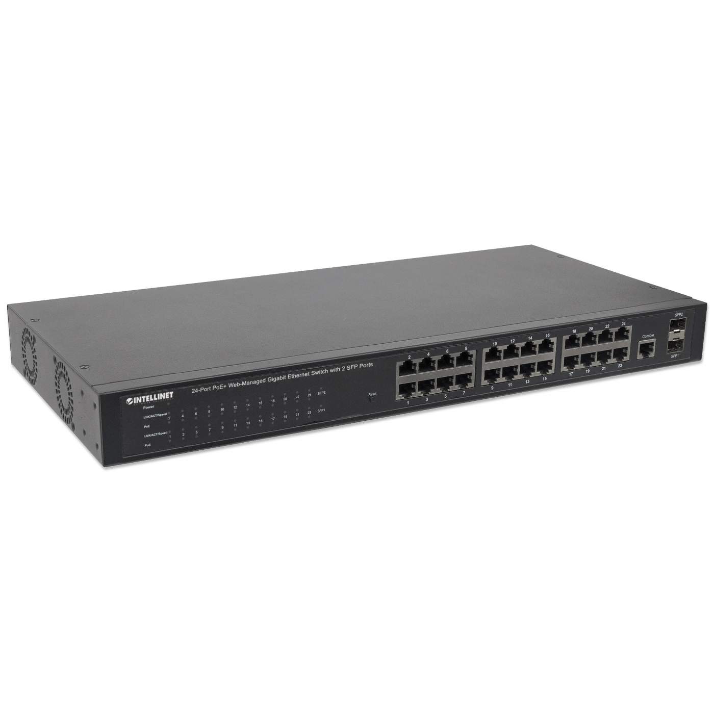 IC Intracom Intellinet 24-Port Gigabit PoE+ Web-Managed Switch 2 SFP
