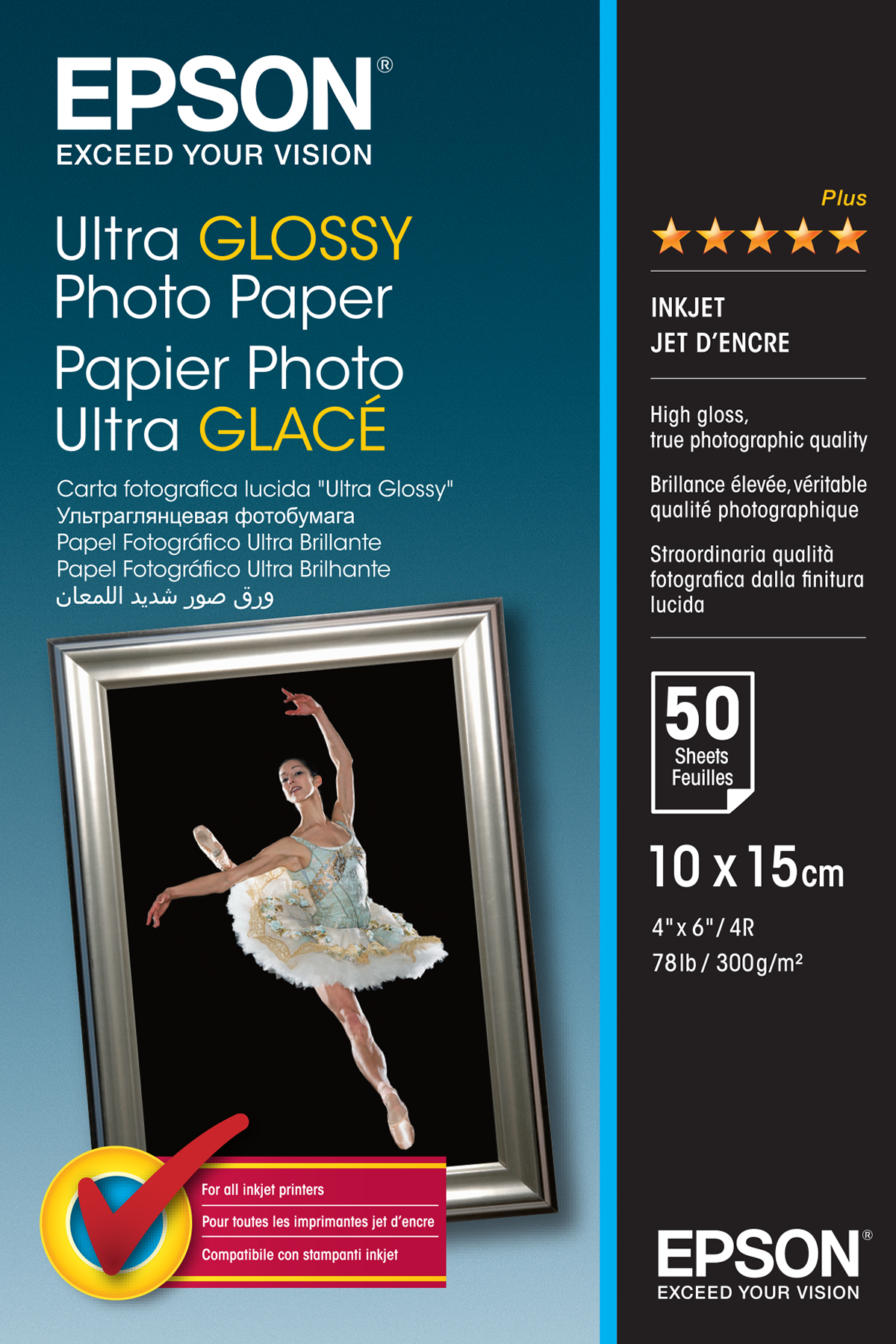 EPSON Fotopapier S041943 10,0 x 15,0 cm hochglaenzend 300 gqm 50 Blatt