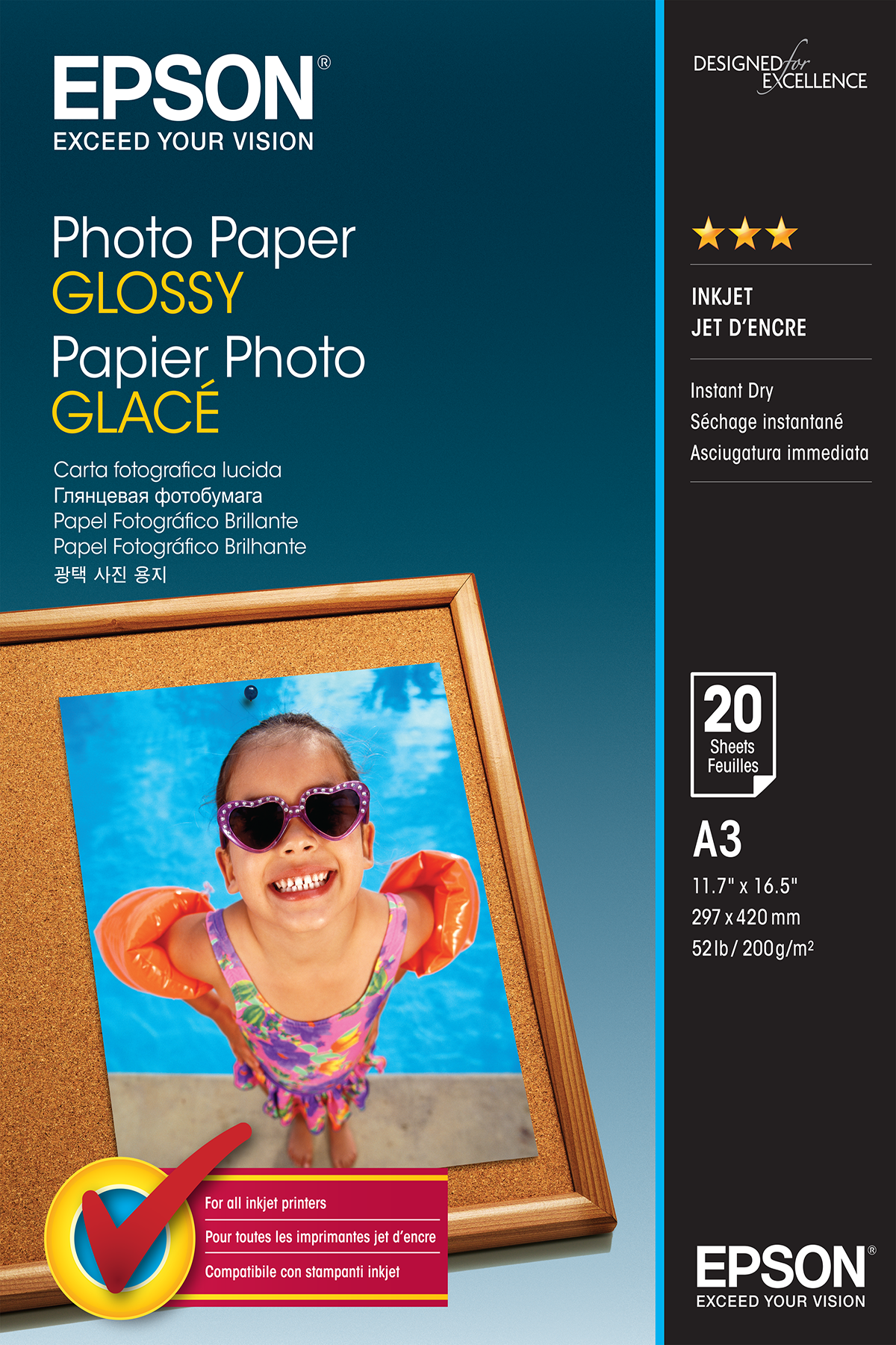 EPSON Fotopapier S042536 DIN A3 glaenzend 200 gqm 20 Blatt