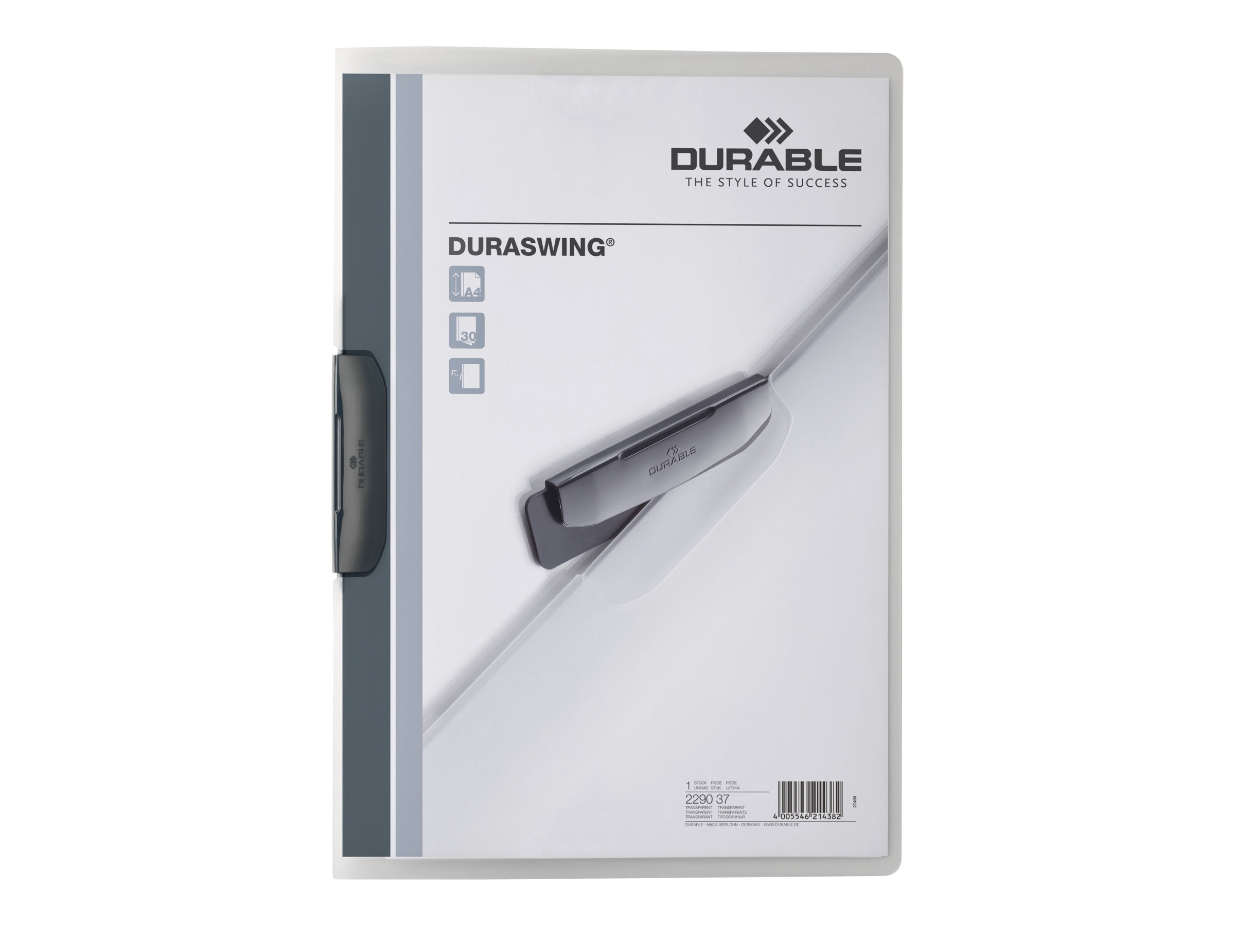 Durable DURASWING Klemmhefter DIN A4 30 Blätter Graphit