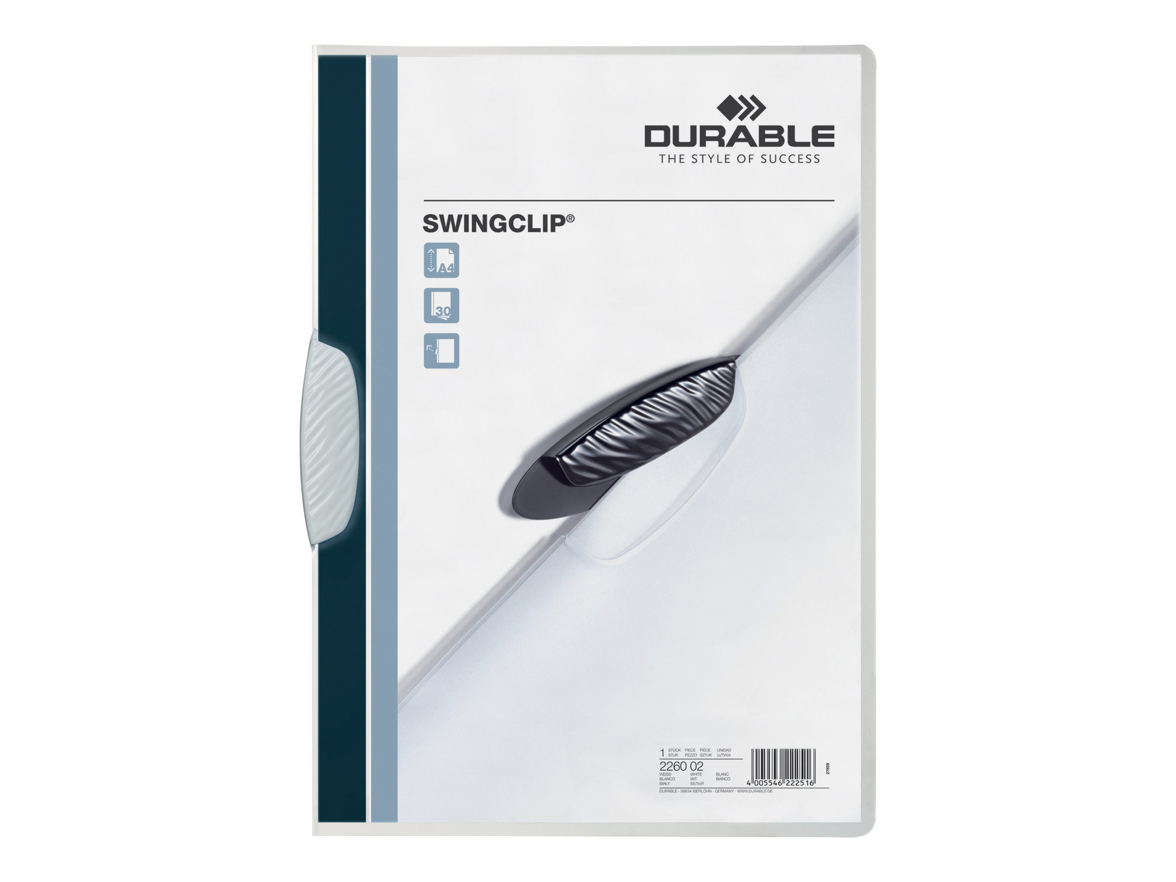 Durable SWINGCLIP Klemmhefter weiß 30 Blatt