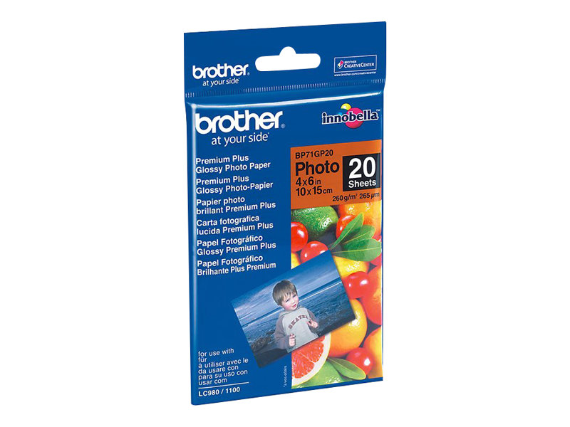 brother Fotopapier BP71GP20 DIN A6 glänzend 260 gqm 20 Blatt