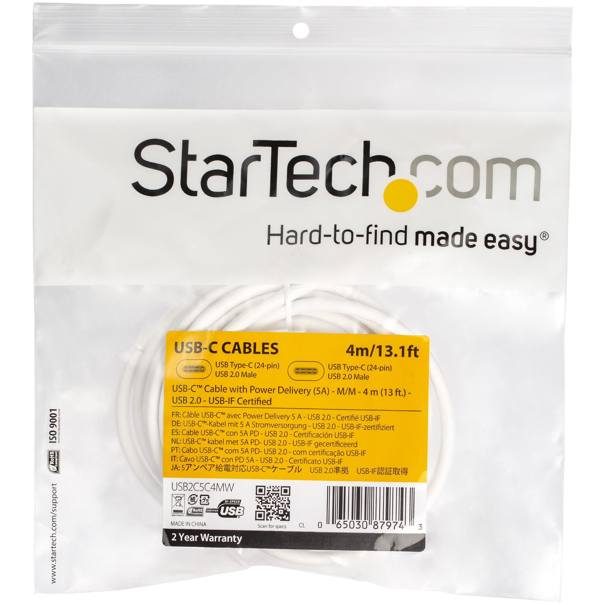 StarTech.com USB-C auf USB-C Kabel 5A Power Delivery 4m