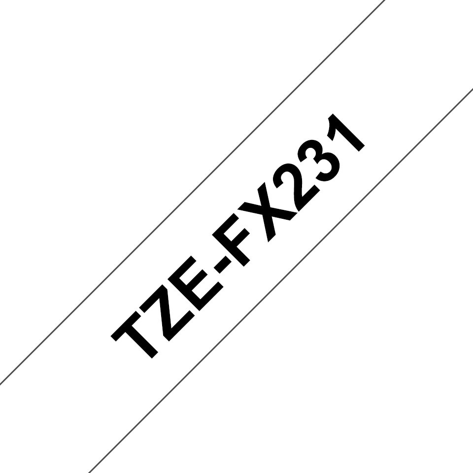 Brother TZe-FX231 Klebstoff Schwarz auf Weiß