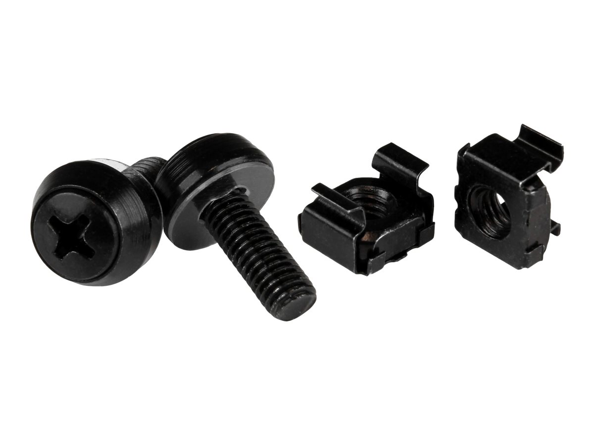 STARTECHCOM M6 x 12mm Schrauben und Kfigmuttern 50er Pack Schwarz M6 Montageschrauben und Kastenmuttern fr Server Rac