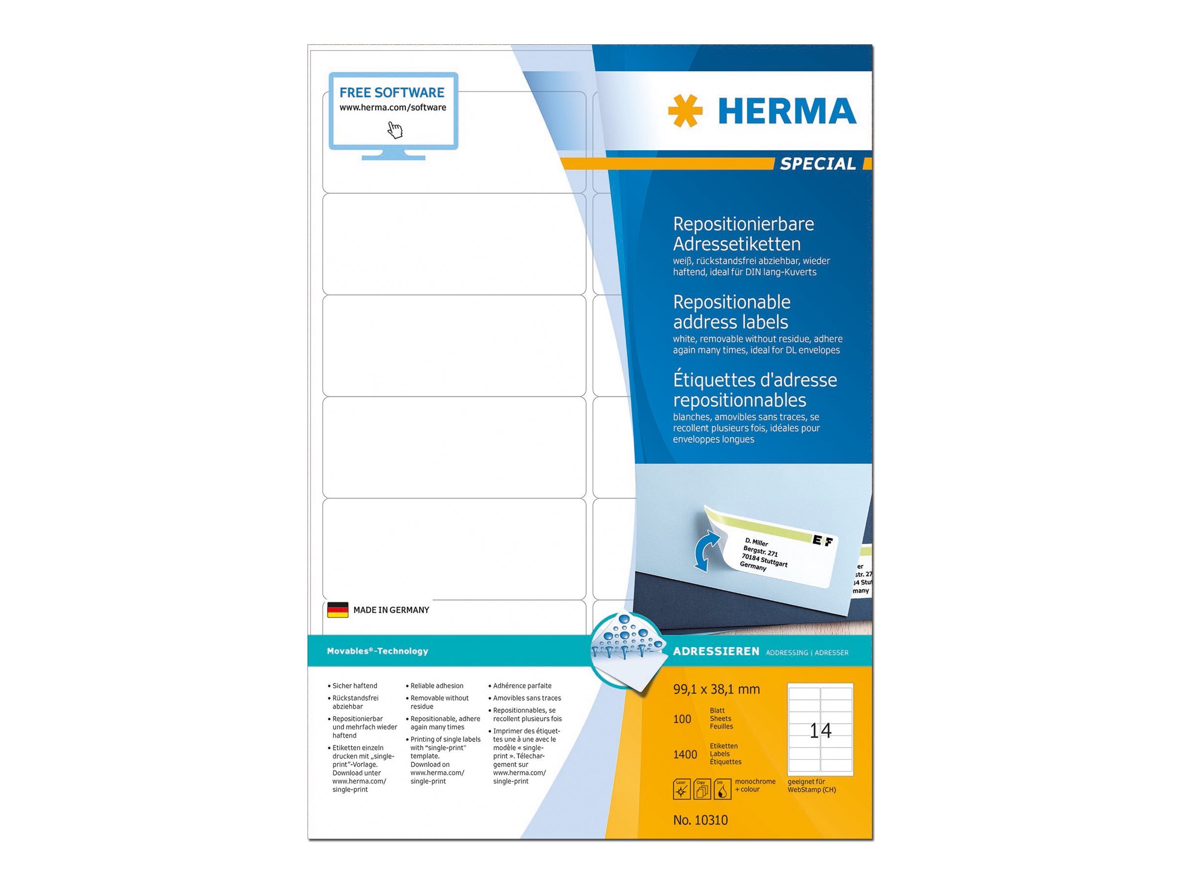Herma Special Adressetiketten A4 99.1 x 38.1 mm 1400 Stück