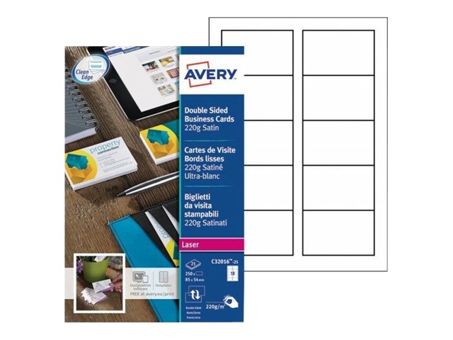 Avery Zweckform Visitenkarten C32016-25 satiniert weiß