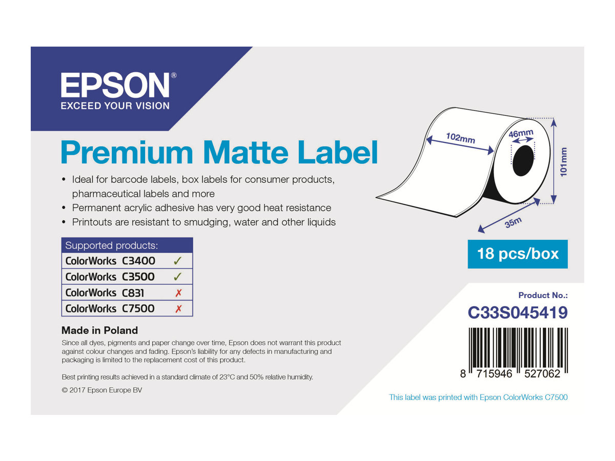 Epson Premium Matte 102mm x 35m Continuous