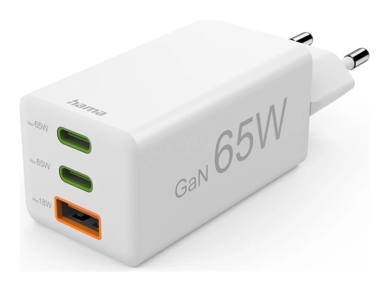 Hama Netzteil 2 USB‑C / USB‑A PD Wechselstrom 100‑240 V