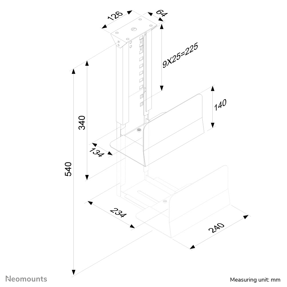 Neomounts PCHalterung CPUD200SILVER Metall grau