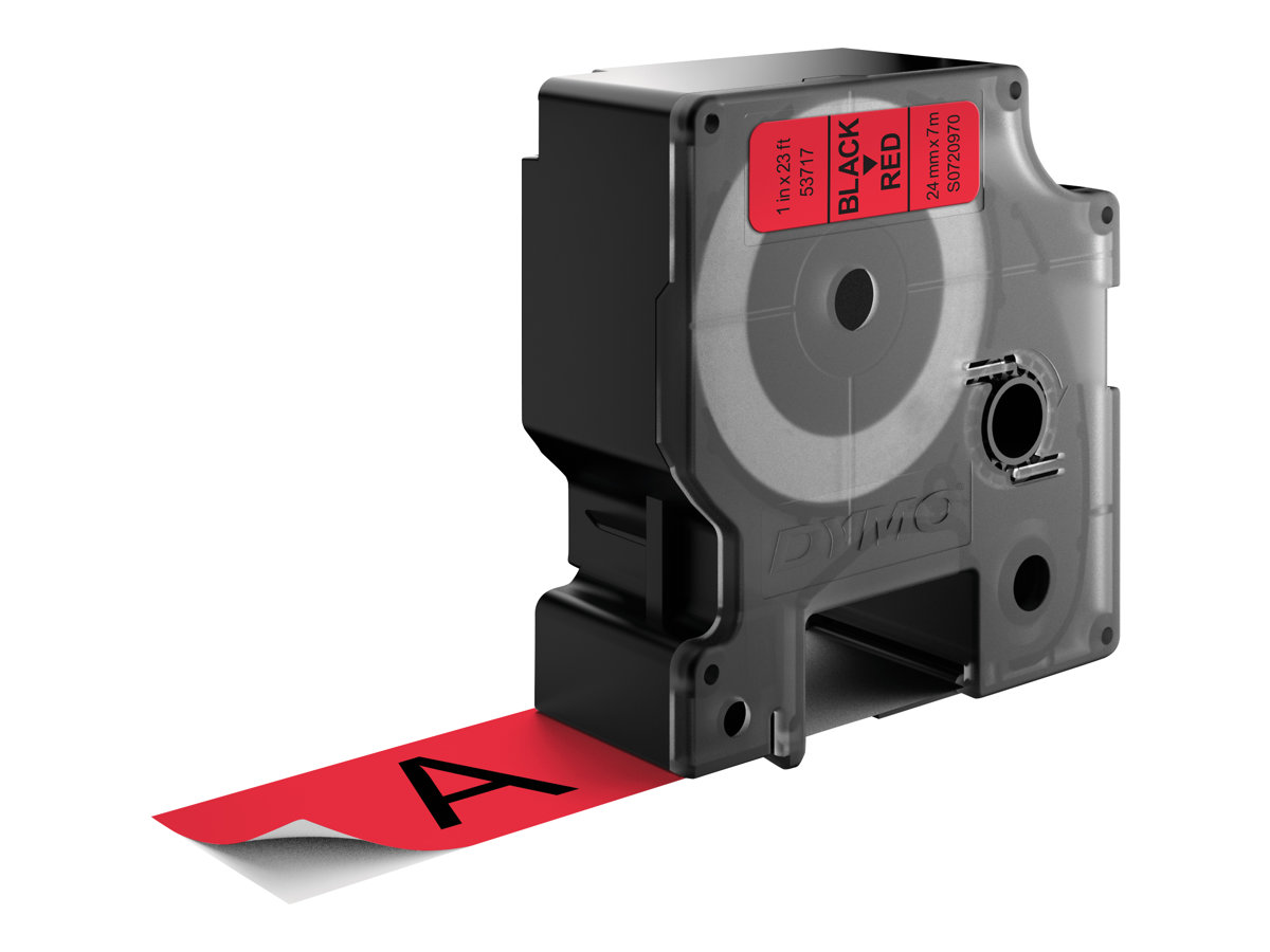 Dymo D1 24mm Schwarz auf Rot Selbstklebend