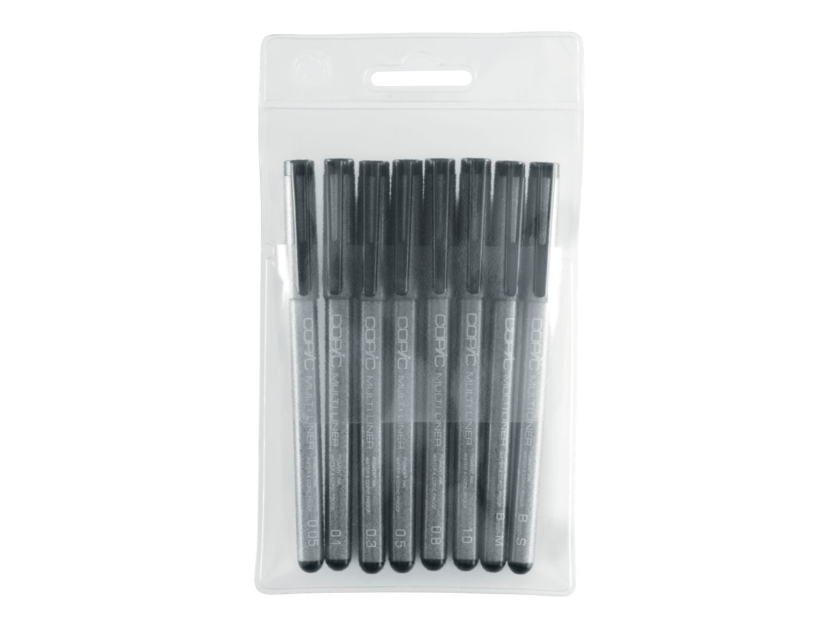 Copic Multiliner Fineliner schwarz 0.05‑1.0 mm 8 St