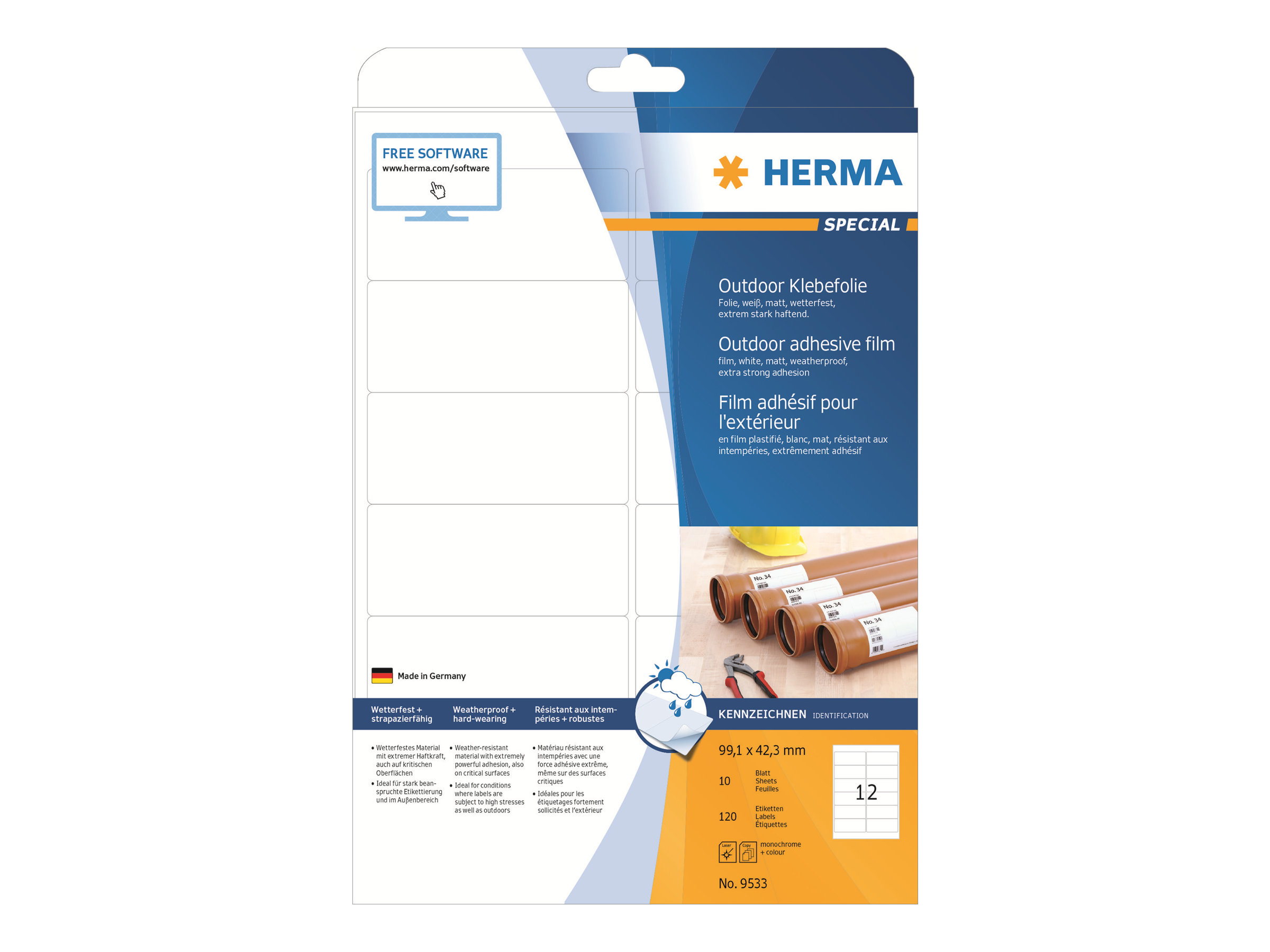 HERMA Special Outdoor 99.1 x 42.3 mm weiß