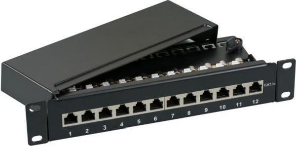 EFB Elektronik Mini-Patchpanel Cat.6A STP 12xRJ45 1U grau