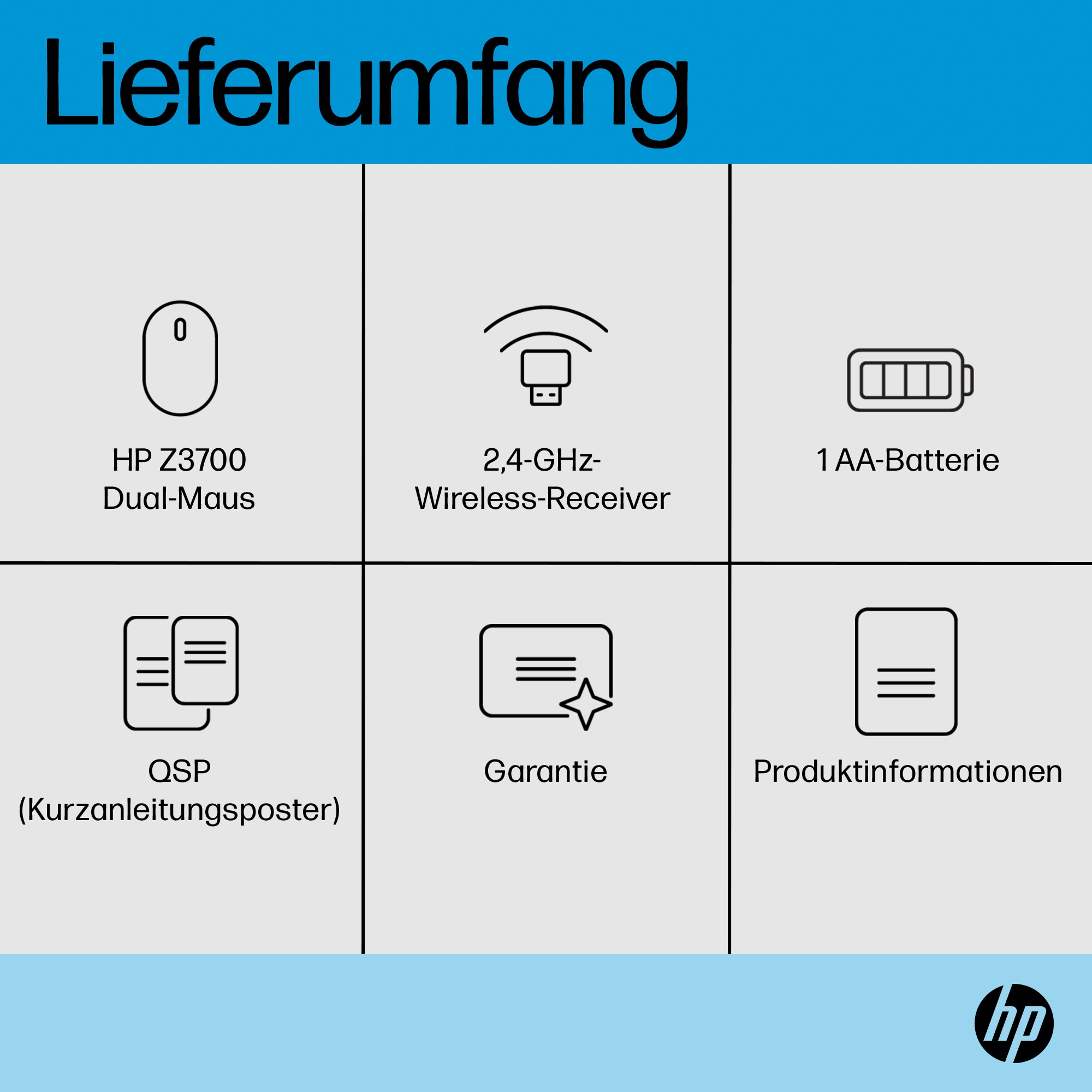 HP Z3700 Dual Silver Wireless Mouse EURO P