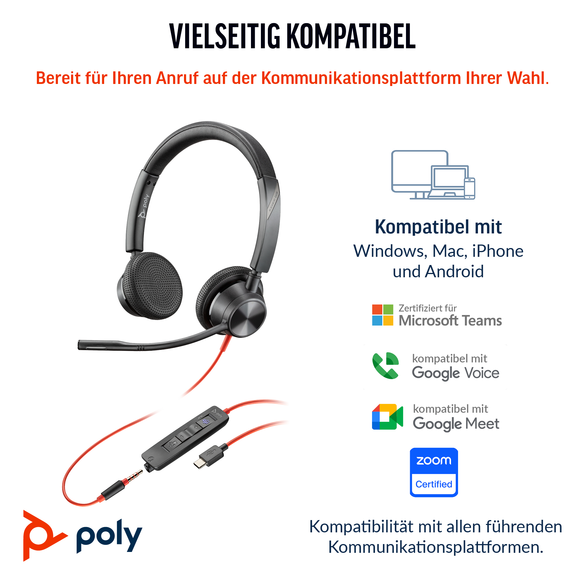 Poly Blackwire 3325M Headset Kabel