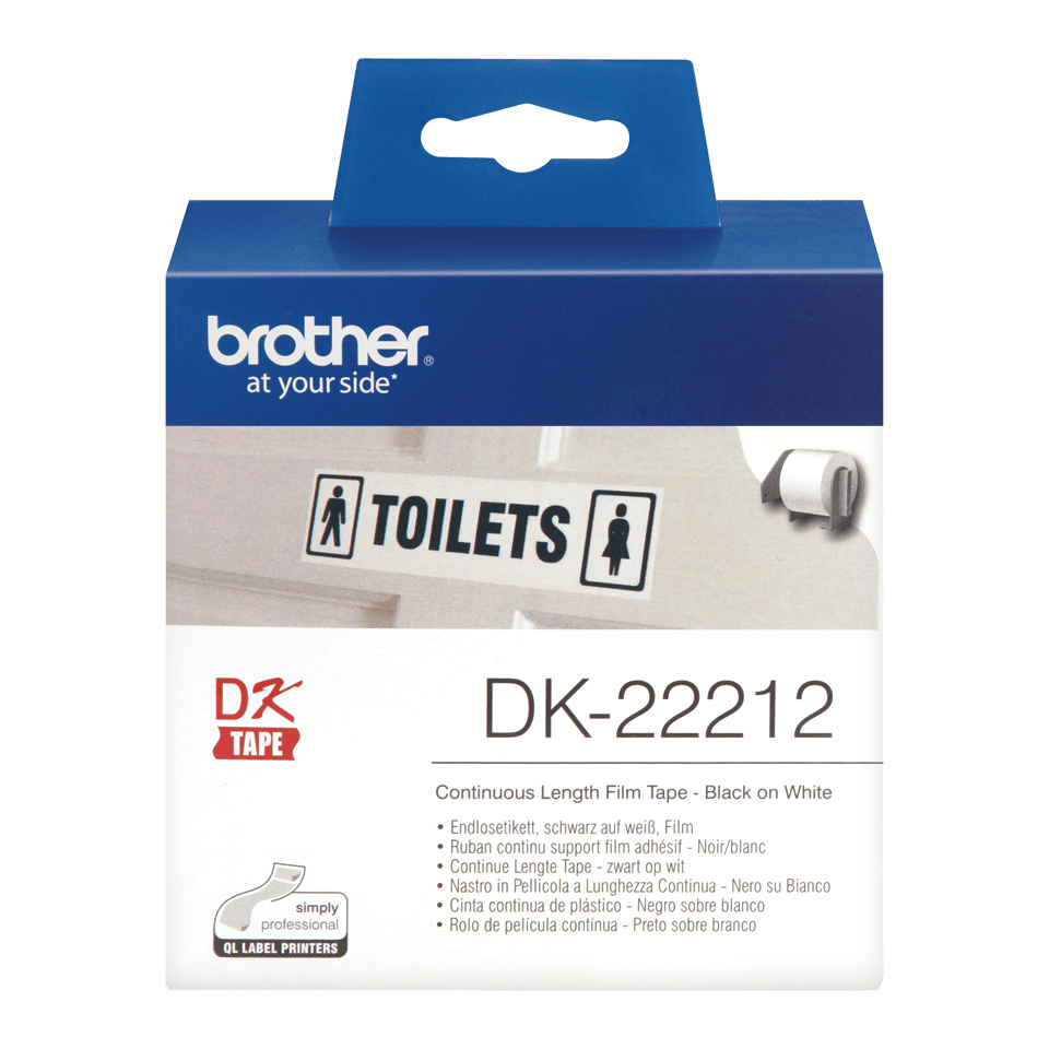 Brother DK-22212 Etikettenfilm Weiß Permanentklebstoff 62mm x 15,2m