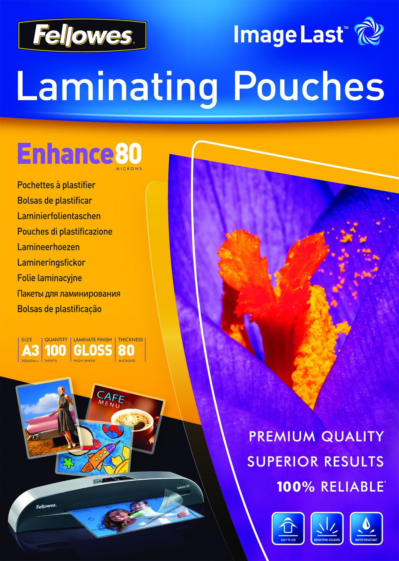 Fellowes Enhance80 ImageLast Laminierfolie A3 80 Micron glänzend